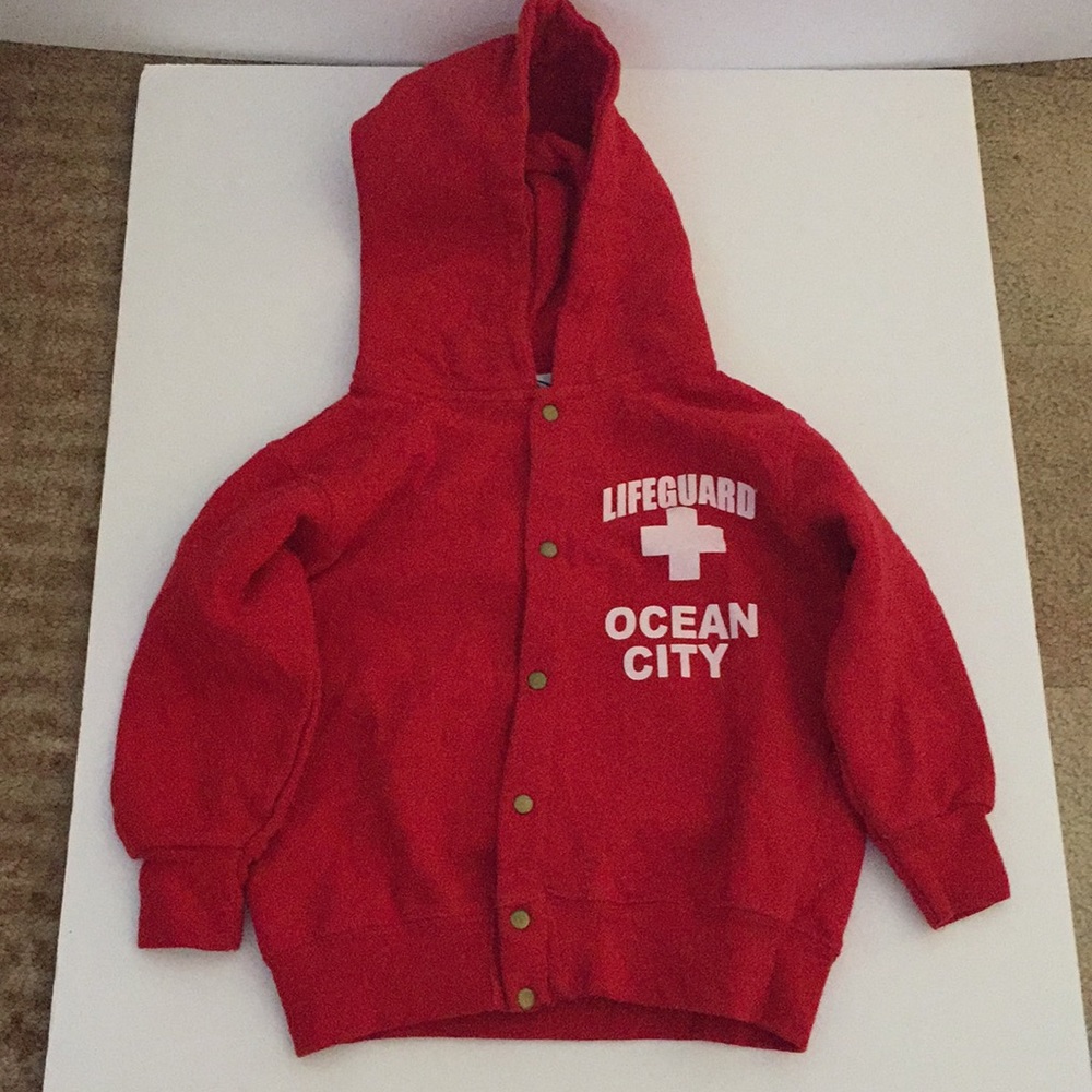 Ocean city lifeguard red jacket
